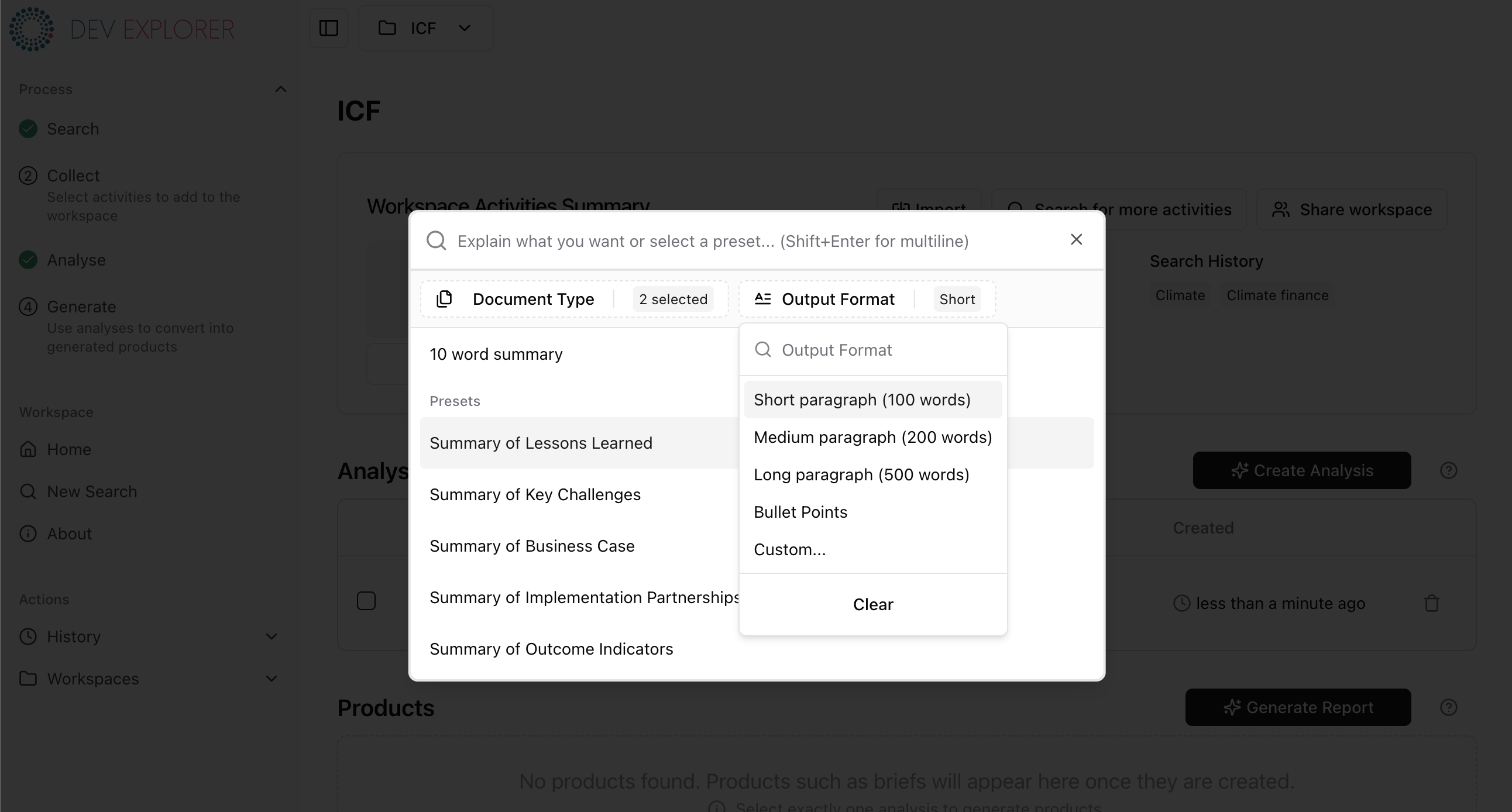 Workspace Interface
